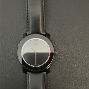 Movado Bold Black watch with Crystal Bezel